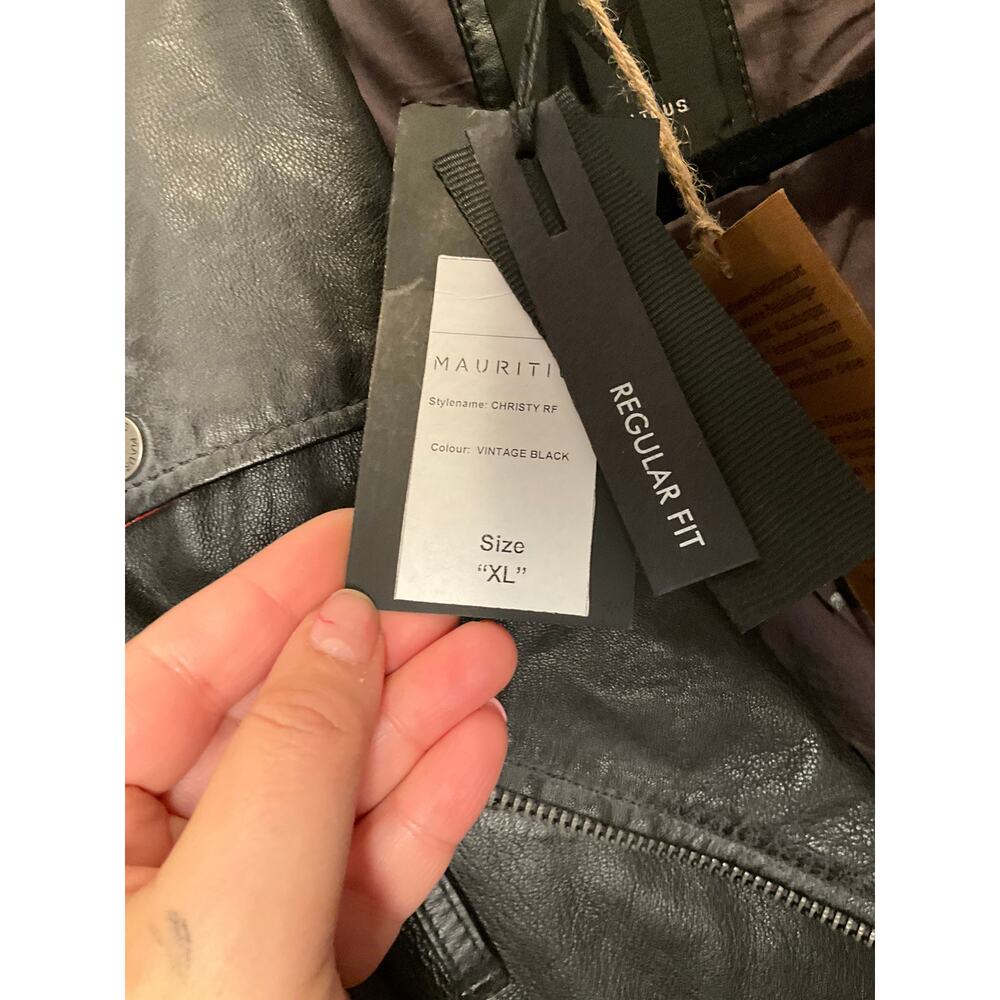 Mauritius Christy RF Leather Star Moto Jacket Zip-Up Black‎ Womens Size XL NWT - Picture 5 of 8